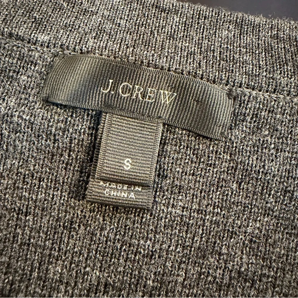 J. Crew Charcoal Gray Short Sleeve Merino Wool Sweater Tee w/ Leather Pockets S